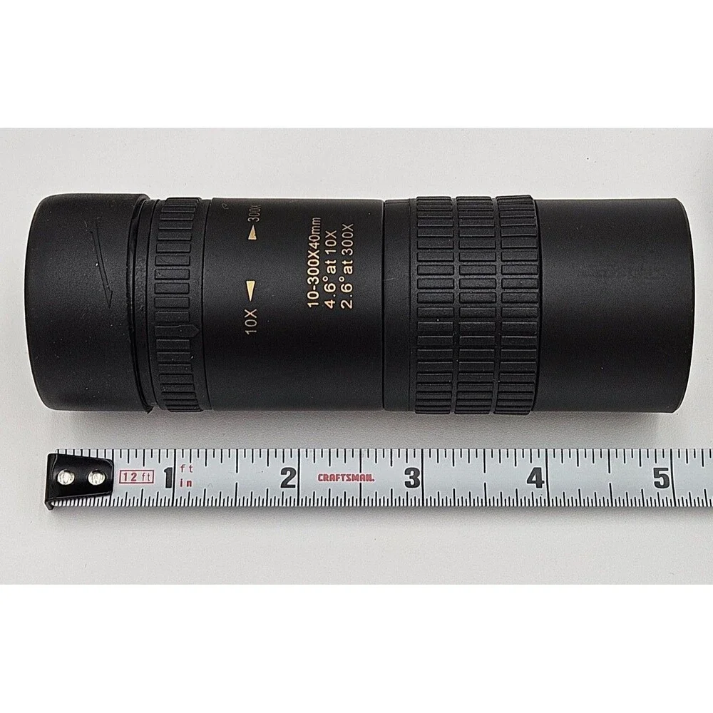 5 in Monocular 10X - 300X With Case Strap Lens Cover Cleaning Cloth New Open Box